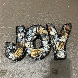 Decorative JOY Wall Art with Gold and Silver Accents